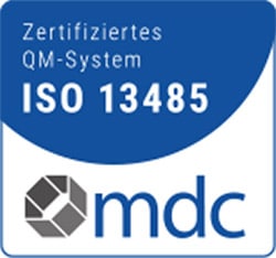 Zertifiziert nach mdc Qualitätsmanagement, ISO 13485